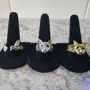 New 2 Cats And 925 S.S Hummingbird Rings